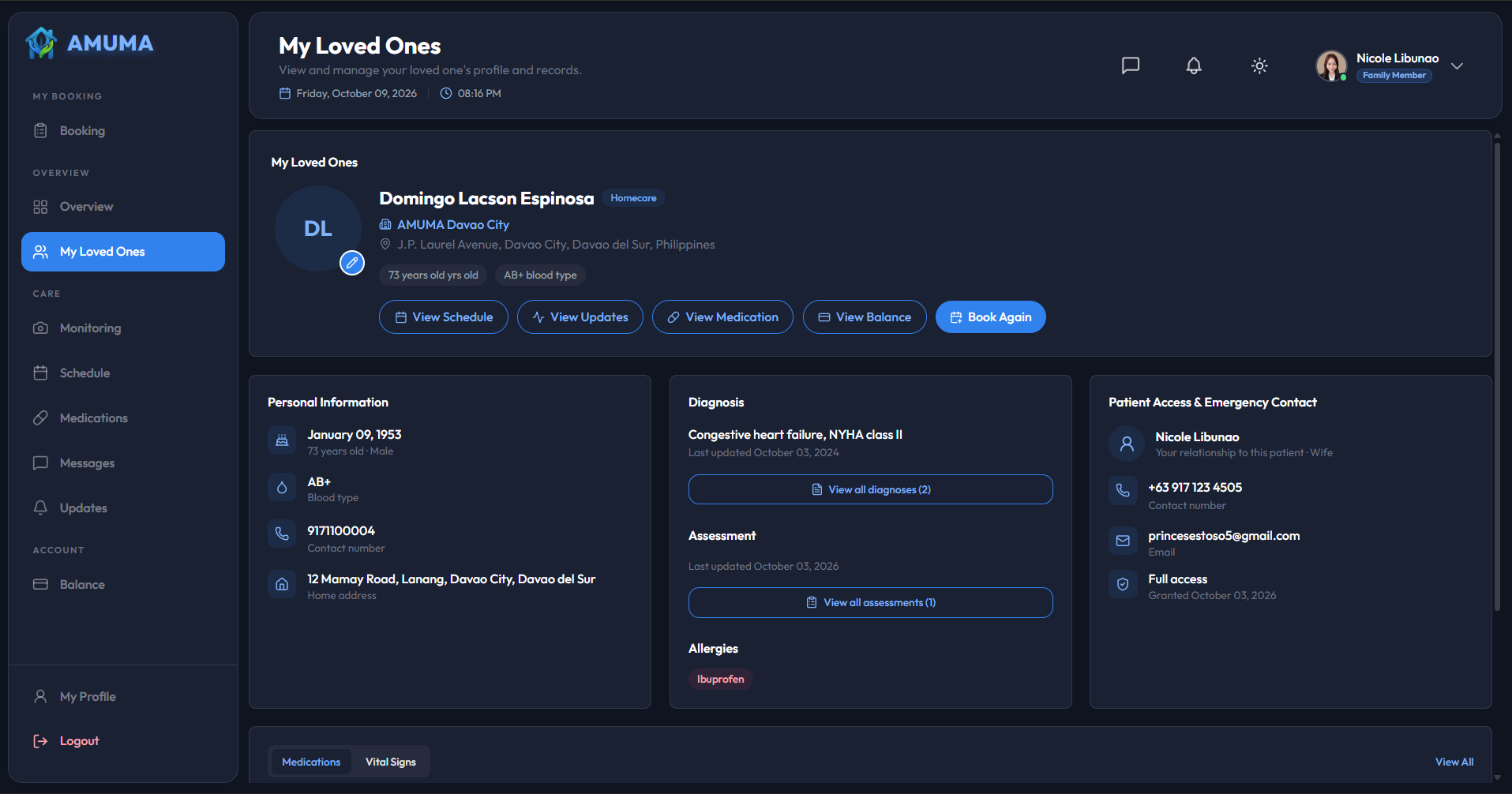 AMUMA family member portal
